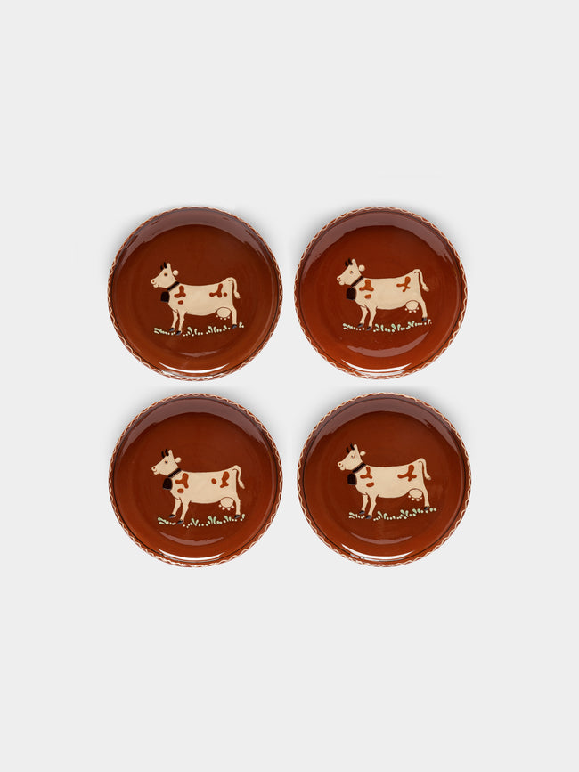 Poterie d’Évires - Cows Hand-Painted Ceramic Small Plates (Set of 4) -  - ABASK - 