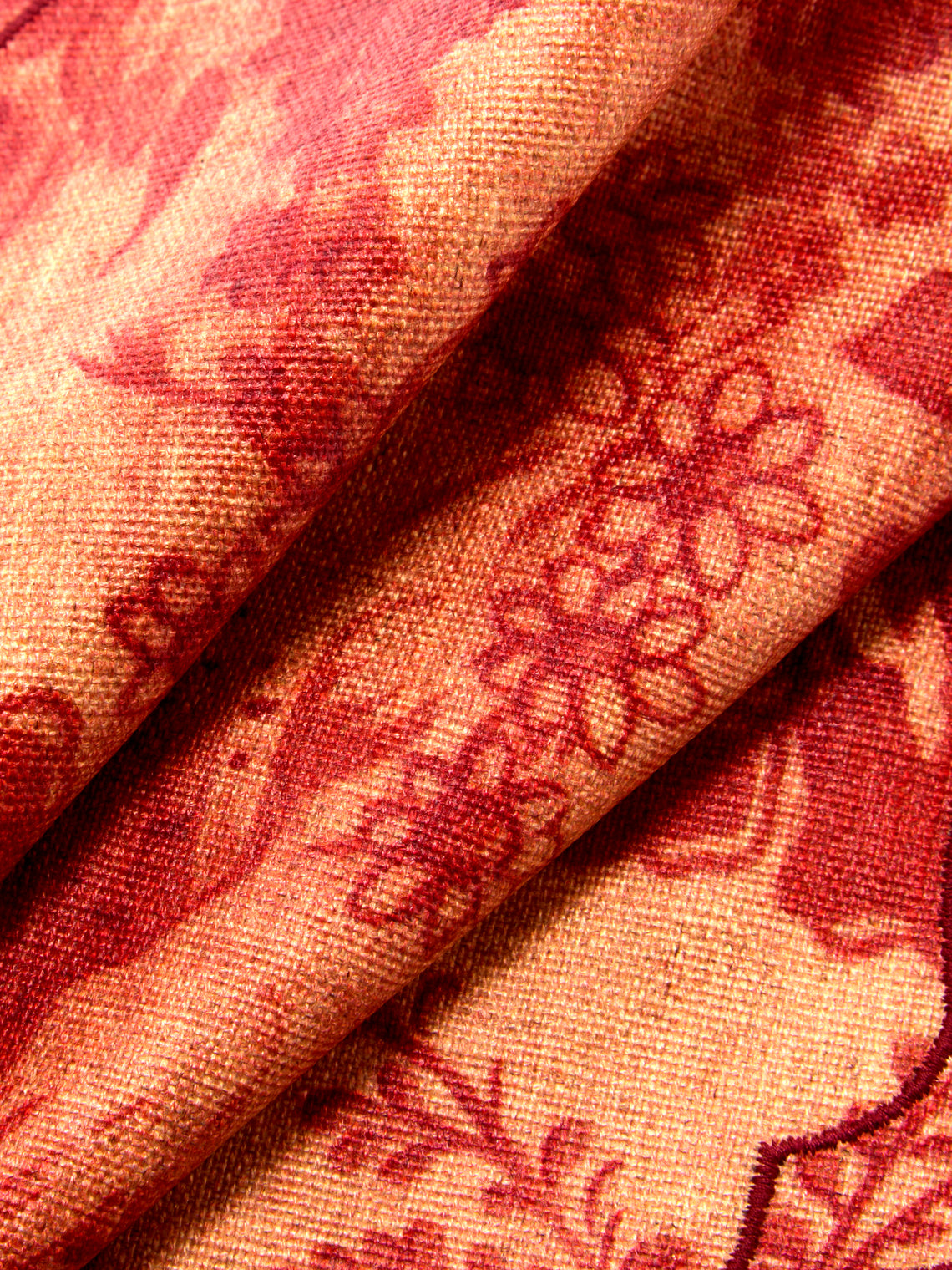 Borgo delle Tovaglie - Filo Rita Ruggine Embroidered Linen Square Placemats (Set of 4) - Red - ABASK