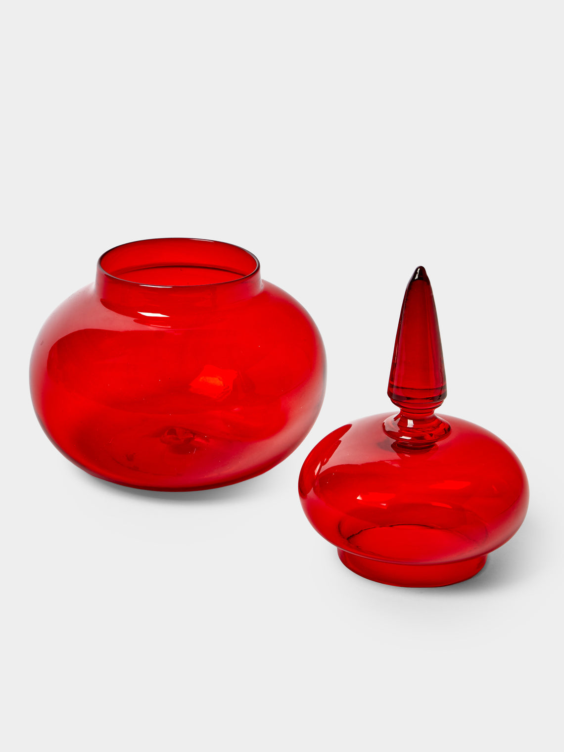 Antique and Vintage - Mid-Century Paolo Venini Compostiere 4741 Murano Glass Lidded Vase (9.5in/24cm) - Red - ABASK