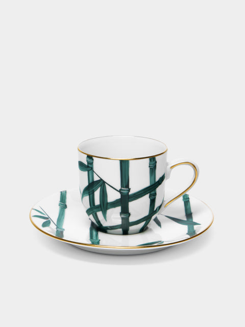 Marie Daage - Jardin d'Arashiyama Hand-Painted Porcelain Coffee Cup and Saucer - White - ABASK - 