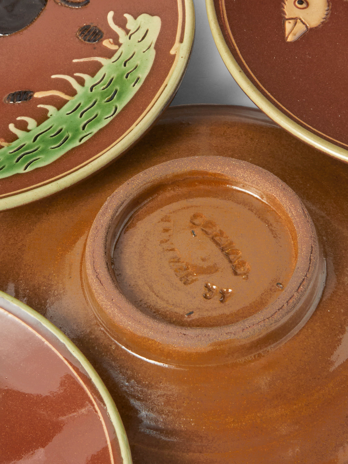Poterie d’Évires - Animals Hand-Painted Ceramic Plates – 5.5in/14cm (Set of 4) - Light Brown - ABASK