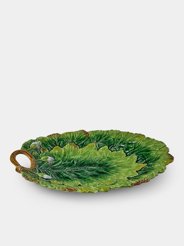 Verdolini - Leaves Hand-Painted Majolica Ceramic Serving Platter - Green - ABASK - 