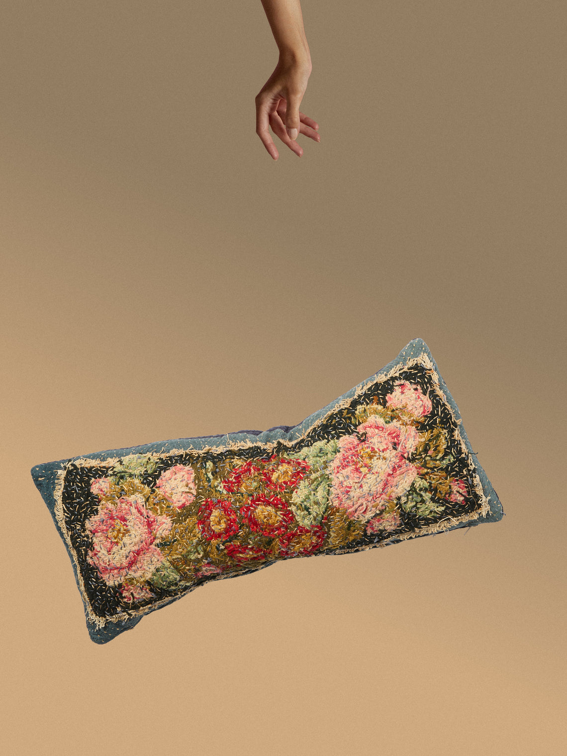 By Walid - 19th-Century Victorian Needlepoint Wool and Cotton Cushion (21.5in/55cm) - Multiple - ABASK
