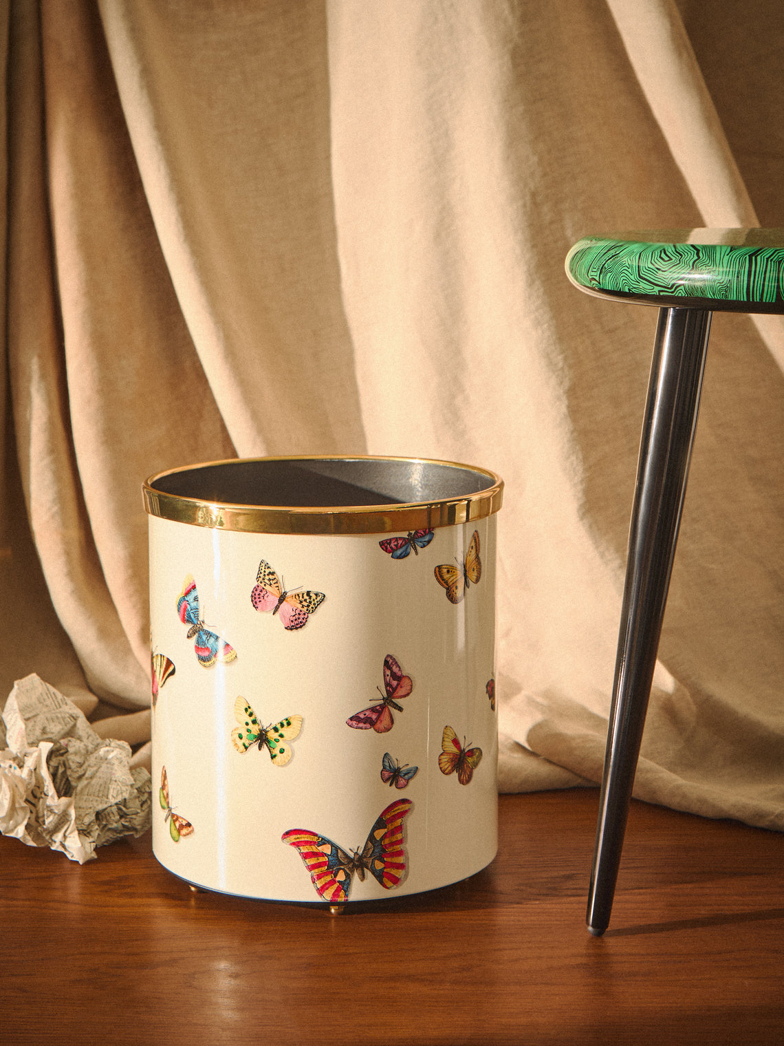 Fornasetti - Farfalle Iron Wastepaper Bin - Multiple - ABASK