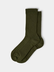 Maria La Rosa - Women's Ribbed Cashmere Socks | One Size - Khaki - ABASK - 