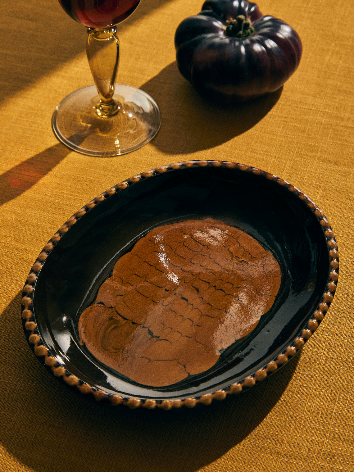 Aono Pottery - Slipware Oval Dish - Brown - ABASK