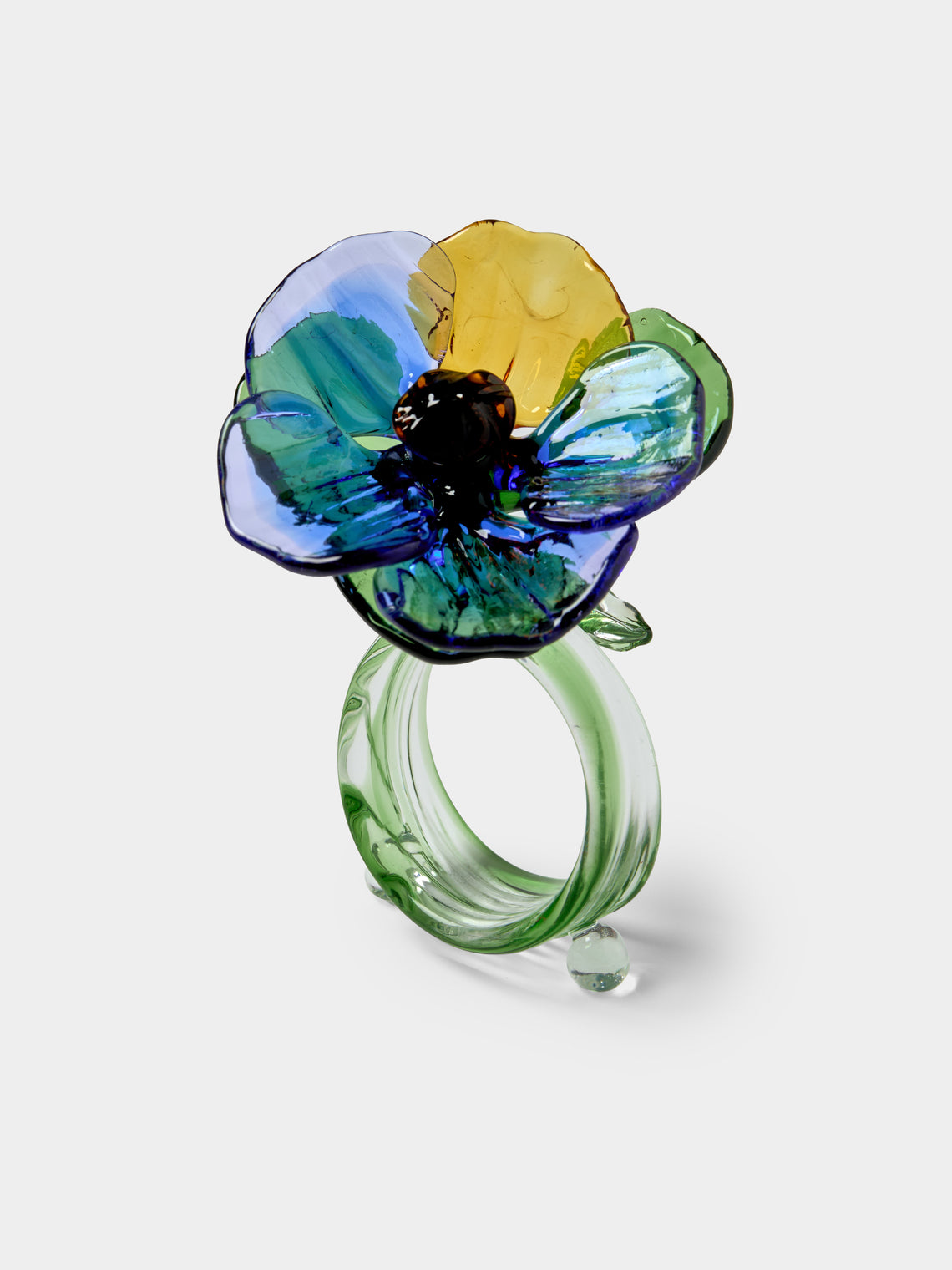 Casarialto - | Set of 6 | Floral Garden Hand-Blown Glass Napkin Rings - Multiple - ABASK