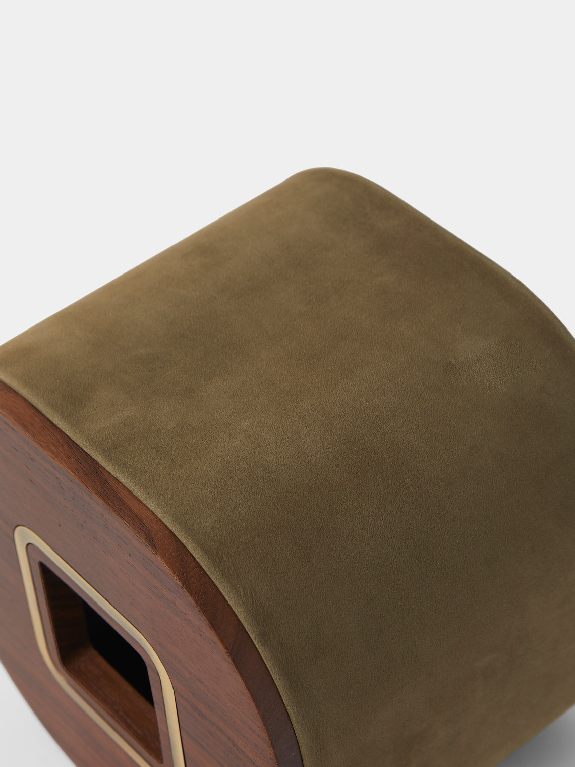 Riviere - Dama Walnut and Suede Tissue Box - Green - ABASK