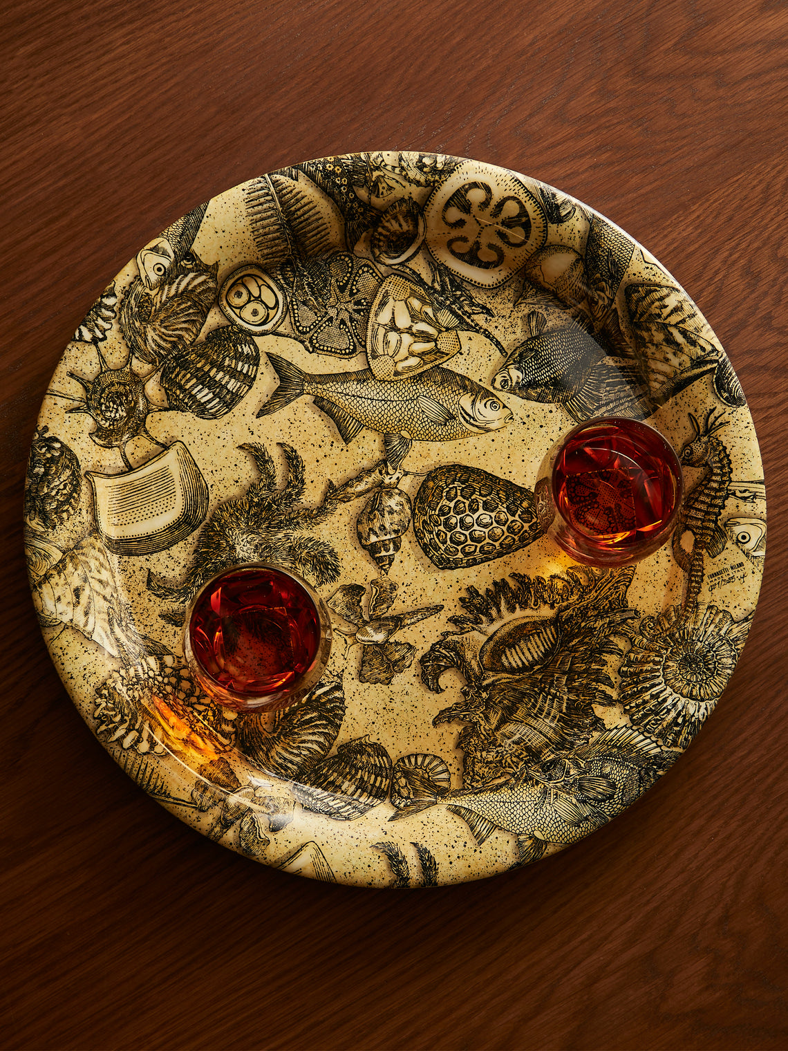 Fornasetti - Fossili Wood Round Tray - Multiple - ABASK