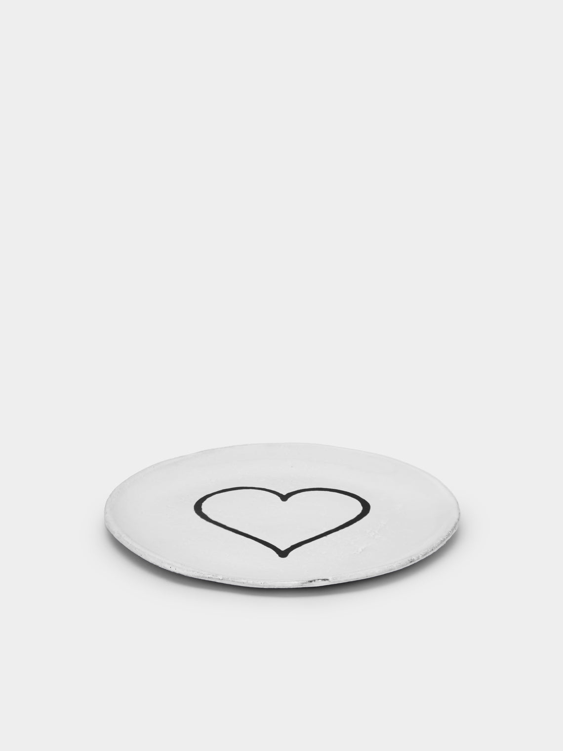 Astier de Villatte - Line Heart Hand-Glazed Ceramic Small Plate (Set of 2) - White - ABASK