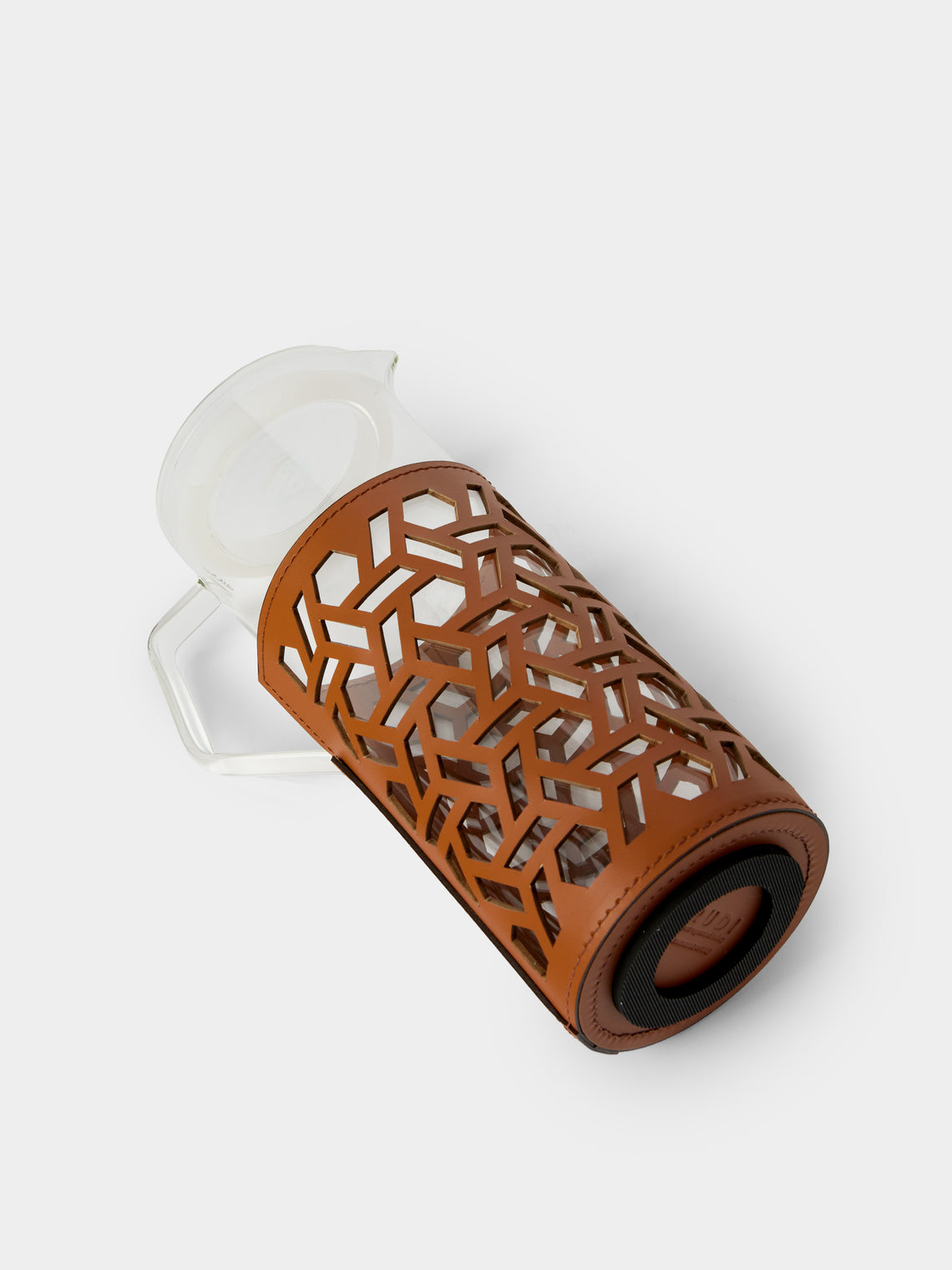 RUDI - Messina Leather and Glass Pitcher (42oz/1.2L) - Brown - ABASK