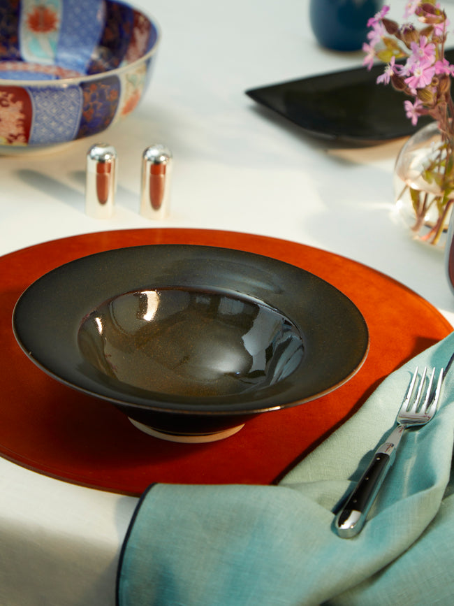 Mervyn Gers Ceramics - Hand-Glazed Ceramic Large Bowls (Set of 6) - Black - ABASK