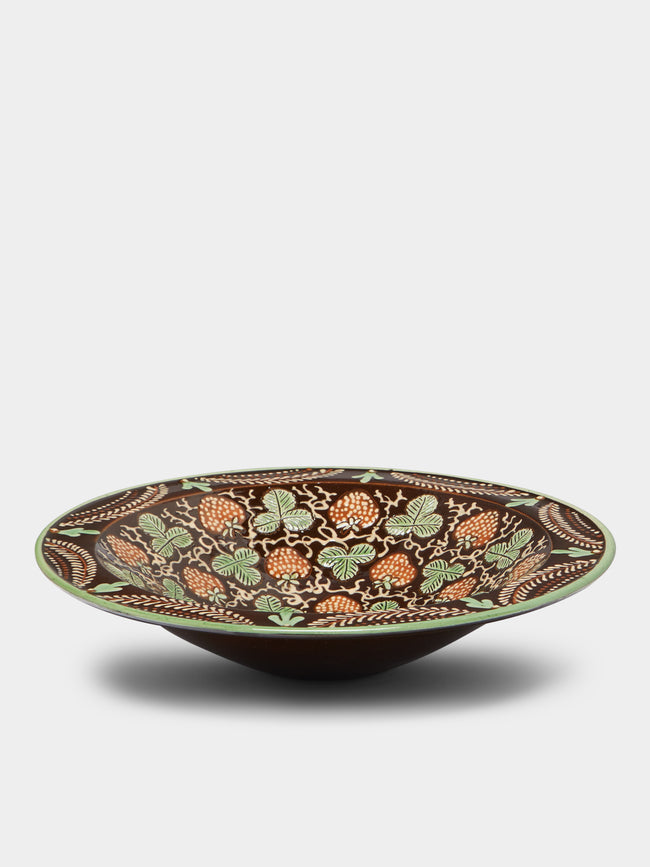 Poterie d’Évires - Strawberries Hand-Painted Ceramic Large Serving Bowl -  - ABASK - 