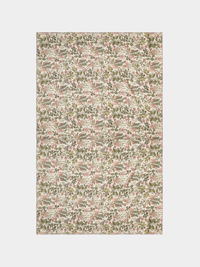 Borgo delle Tovaglie - Filo Sottobosco Embroidered Linen Rectangular Tablecloth (106.5in/2.7m) - Green - ABASK - 