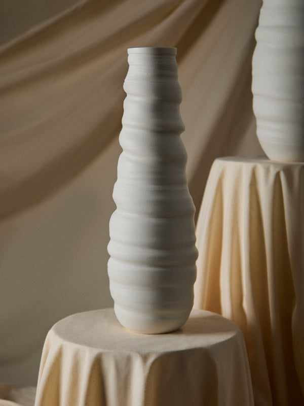 Johanne Coker - No. 6 Hand-Thrown Porcelain Vase (17.5in/45cm) - White - ABASK