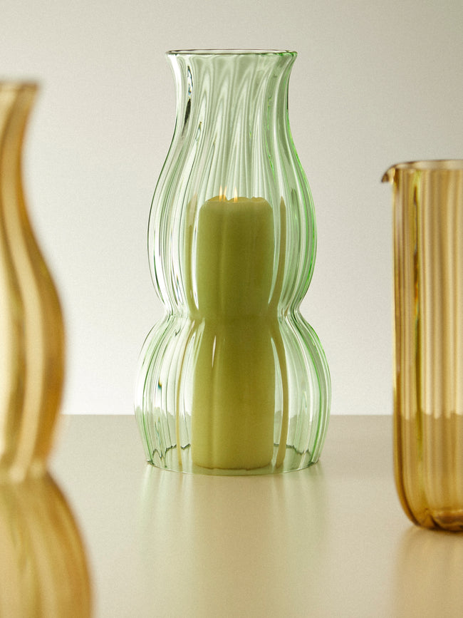 Yali Glass - Wave Hand-Blown Murano Glass Lantern - Green - ABASK