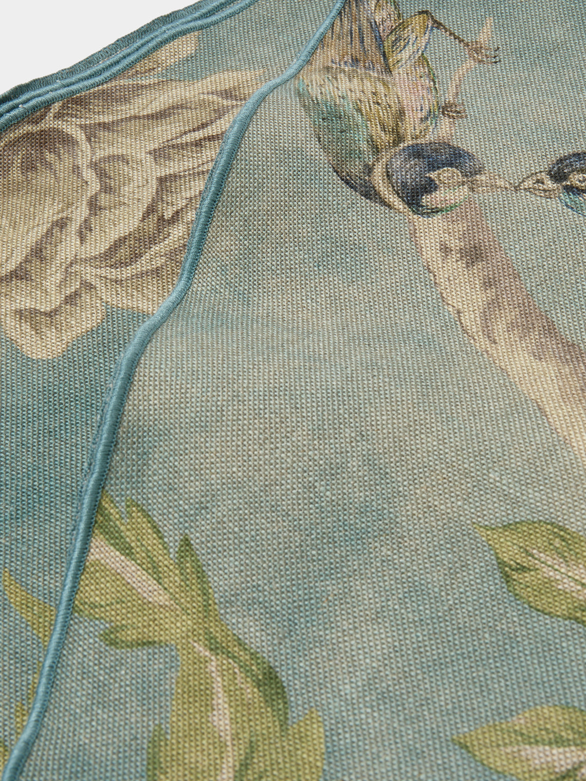 Borgo delle Tovaglie - Filo Affresco Embroidered Linen Round Tablecloth (110in/2.8m) - Blue - ABASK