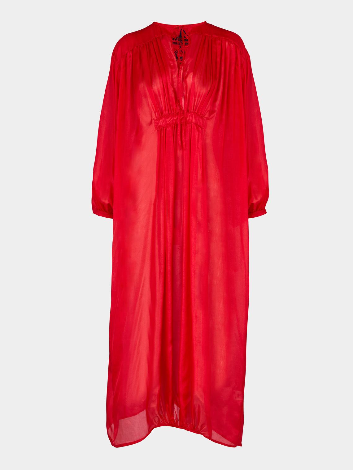 Les Vacances D'Irina - The Hazy Nipple Silk Long Dress | One Size - Red - ABASK - 