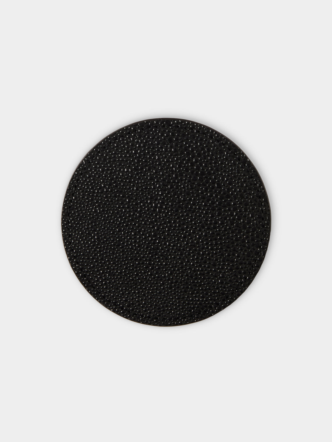 Pinetti - Leather Round Coasters (Set of 6) - Black - ABASK