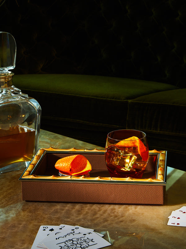Lorenzi Milano - Bamboo-Edge Leather Tray -  - ABASK
