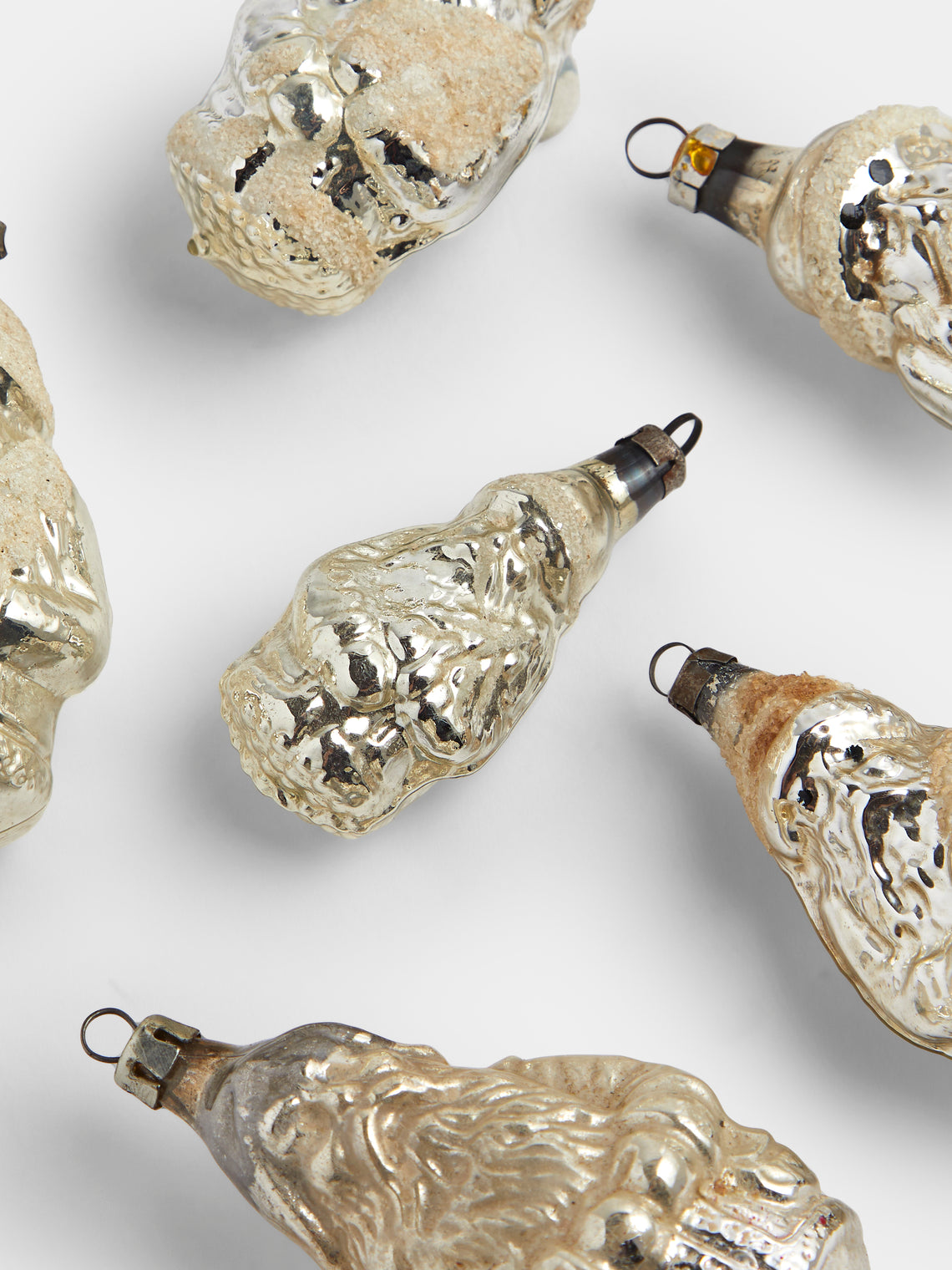 Antique and Vintage - Early-20th-Century Father Christmas Glass Baubles (Set of 6) - Silver - ABASK