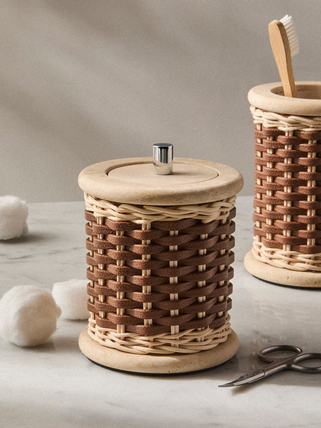 Pigment France - Courbet Leather and Rattan Box - Brown - ABASK