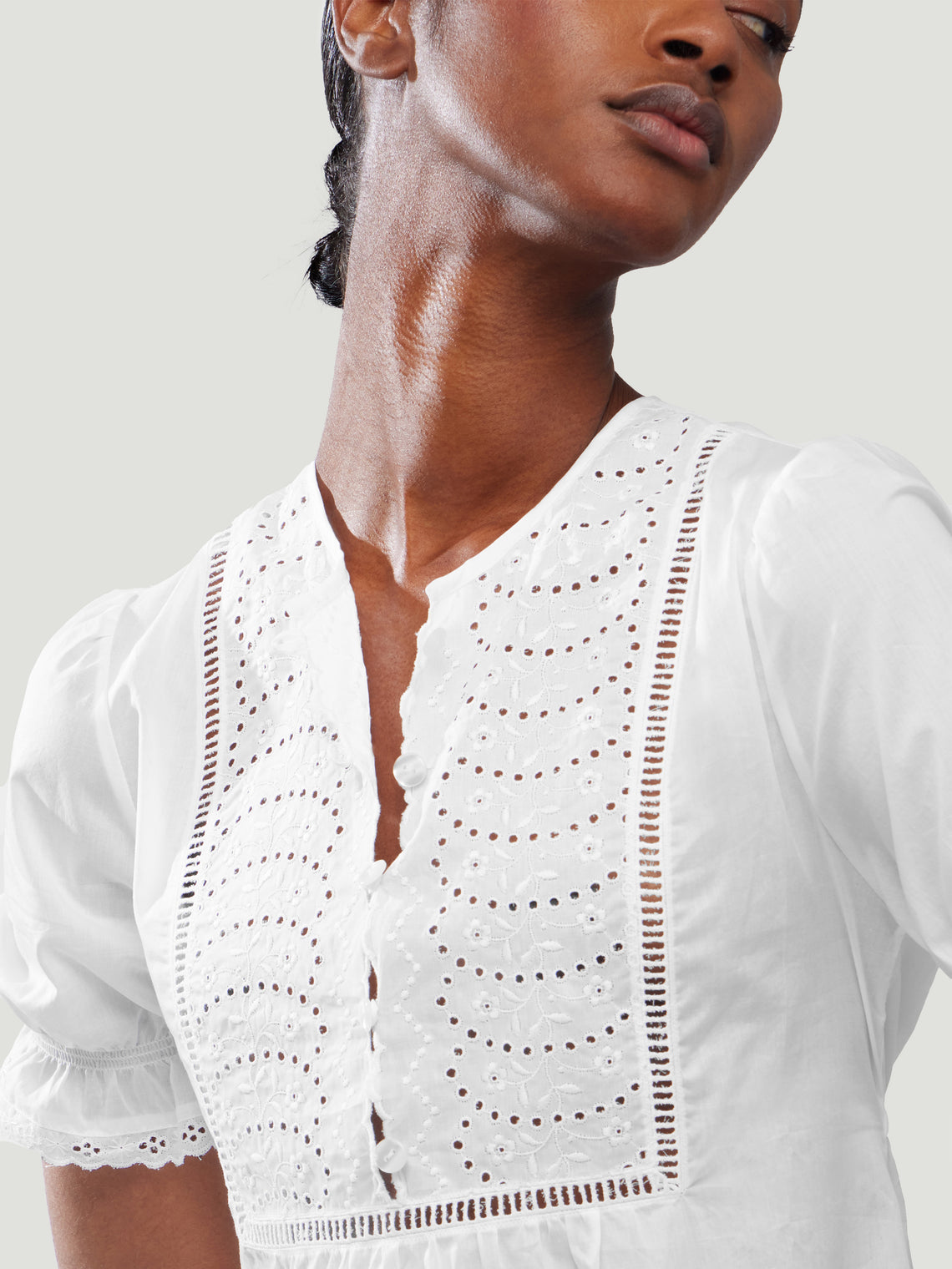 Loretta Caponi - Olga Embroidered Cotton Dress - White - ABASK