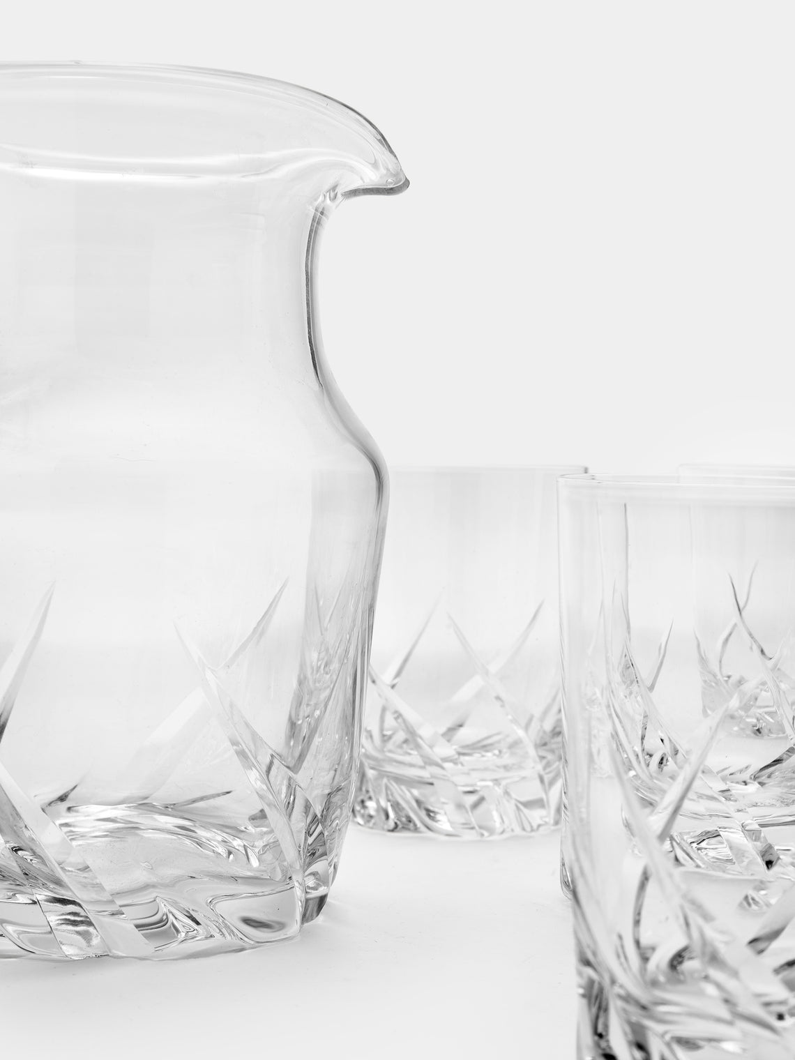 Antique and Vintage - 1950s Daum Crystal Pitcher with Water Glasses (Set of 11) - Clear - ABASK