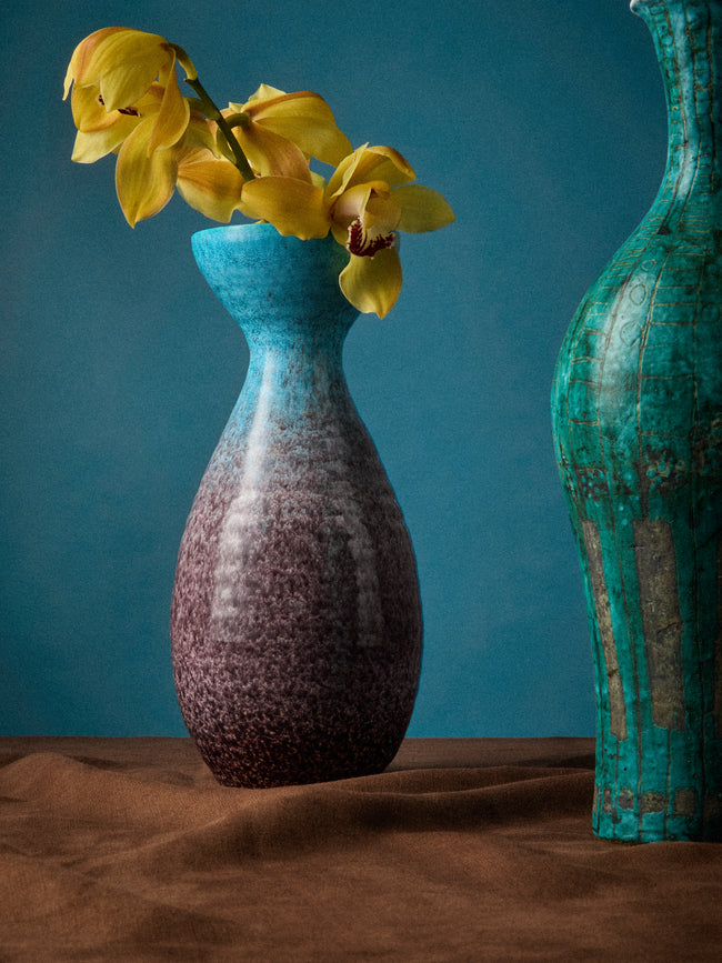 Antique and Vintage - 1950s Accolay Ceramic Vase - Blue - ABASK