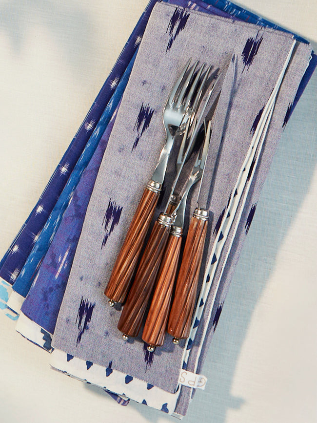 Gregory Parkinson - Nighttime Array Block-Printed Cotton Napkins (Set of 6) - Blue - ABASK