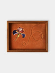 Uncommon Ancestor - Floriography Iris Embroidered Velvet Jewelry Tray (6.5in/17cm) - Orange - ABASK - 