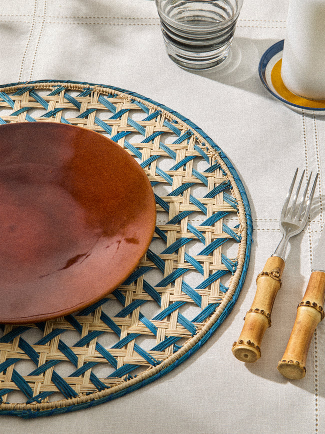Artesanías del Atlántico - | Set of 4 | Espiga Handwoven Palm Placemats - Blue - ABASK