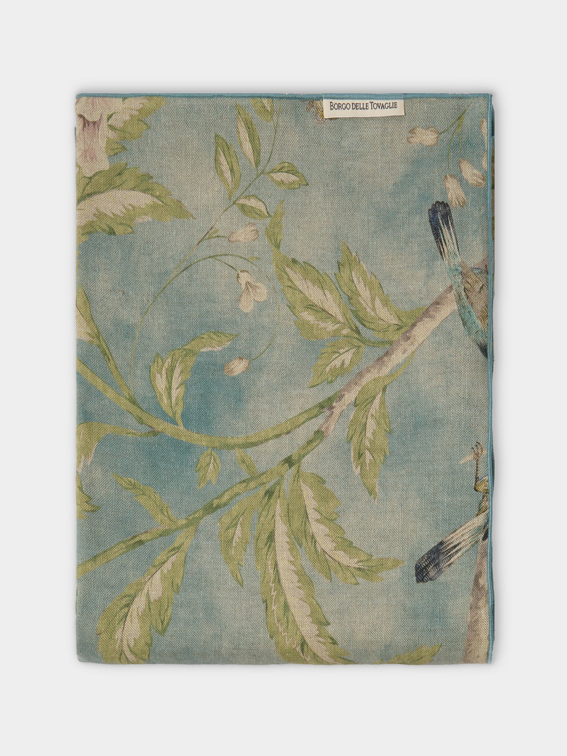 Borgo delle Tovaglie - Filo Affresco Embroidered Linen Rectangular Tablecloth (126in/3.2m) - Blue - ABASK