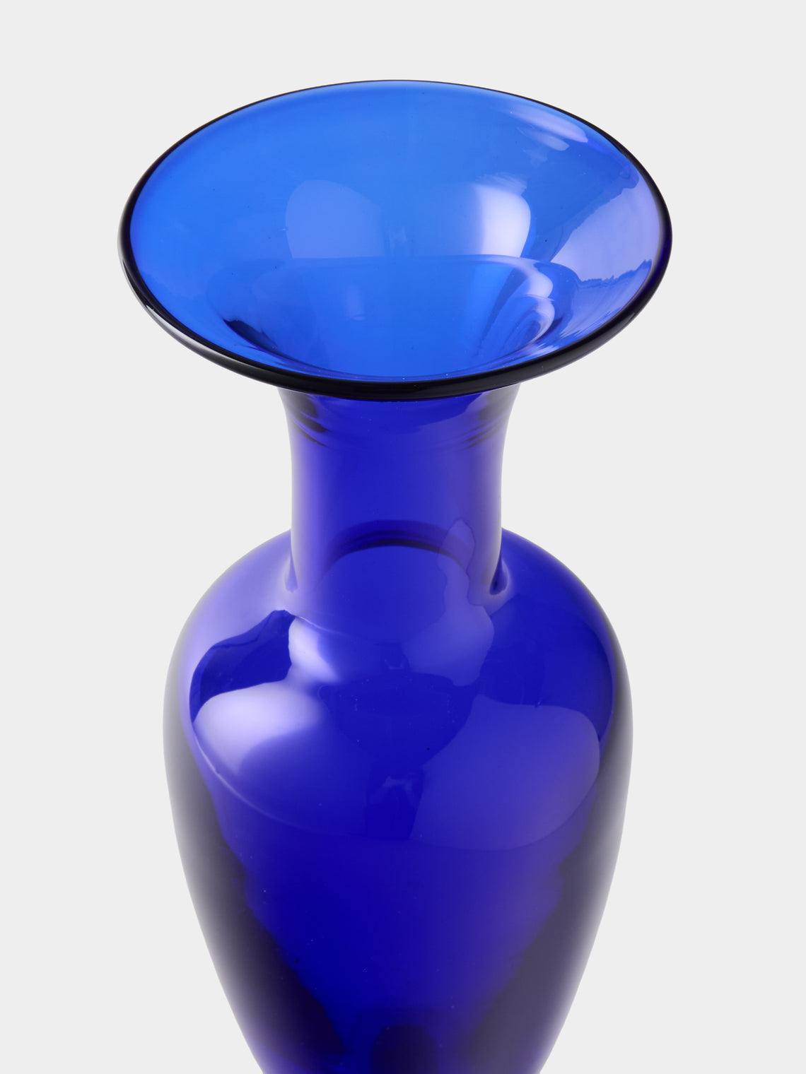 Antique and Vintage - 1990s Bisazza Glass Vase (12.5in/32cm) - Blue - ABASK