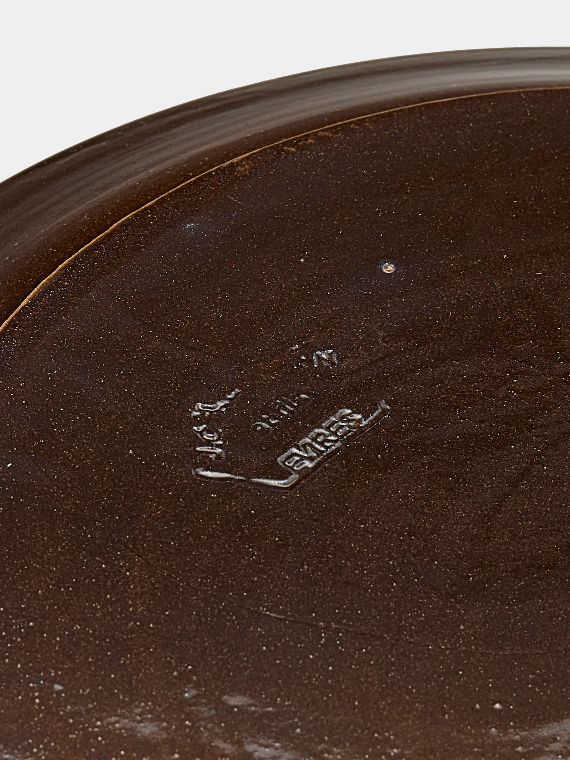 Poterie d’Évires - Chickens Hand-Painted Ceramic Round Platter - Dark brown - ABASK