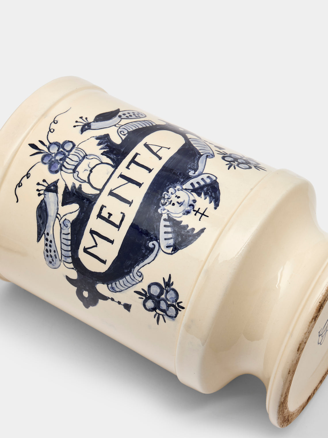 Antique and Vintage - 1940s Italian Ceramic Apothecary Jars (Set of 2) - Blue - ABASK