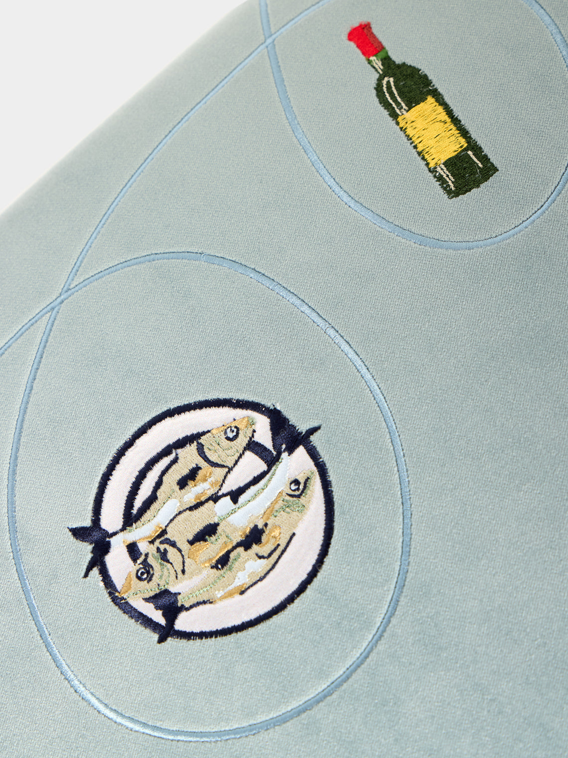 Uncommon Ancestor - Dead or Alive Embroidered Velvet Rectangular Footstool - Blue - ABASK