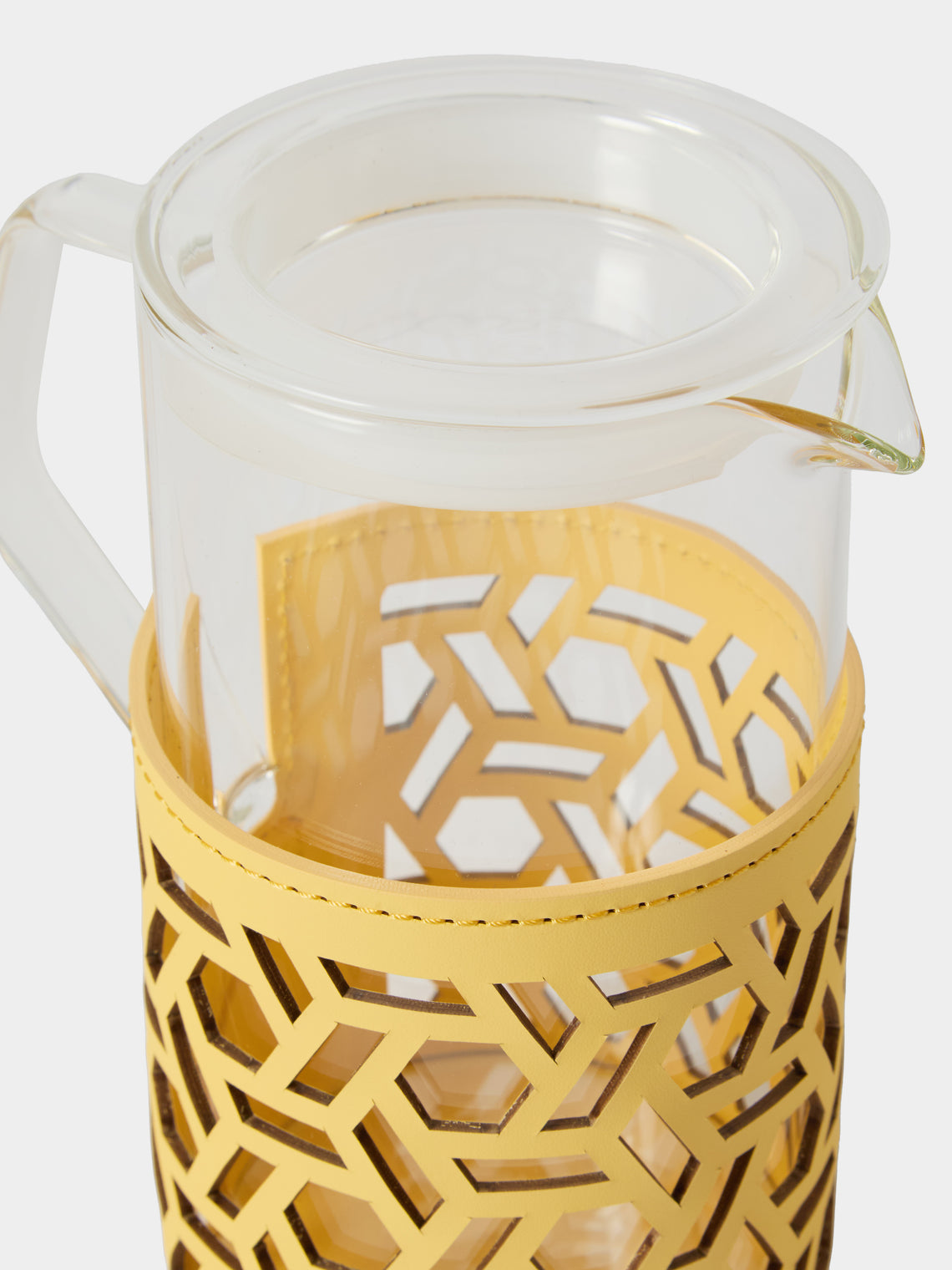 RUDI - Messina Leather and Glass Pitcher (25oz/0.75L) - Yellow - ABASK