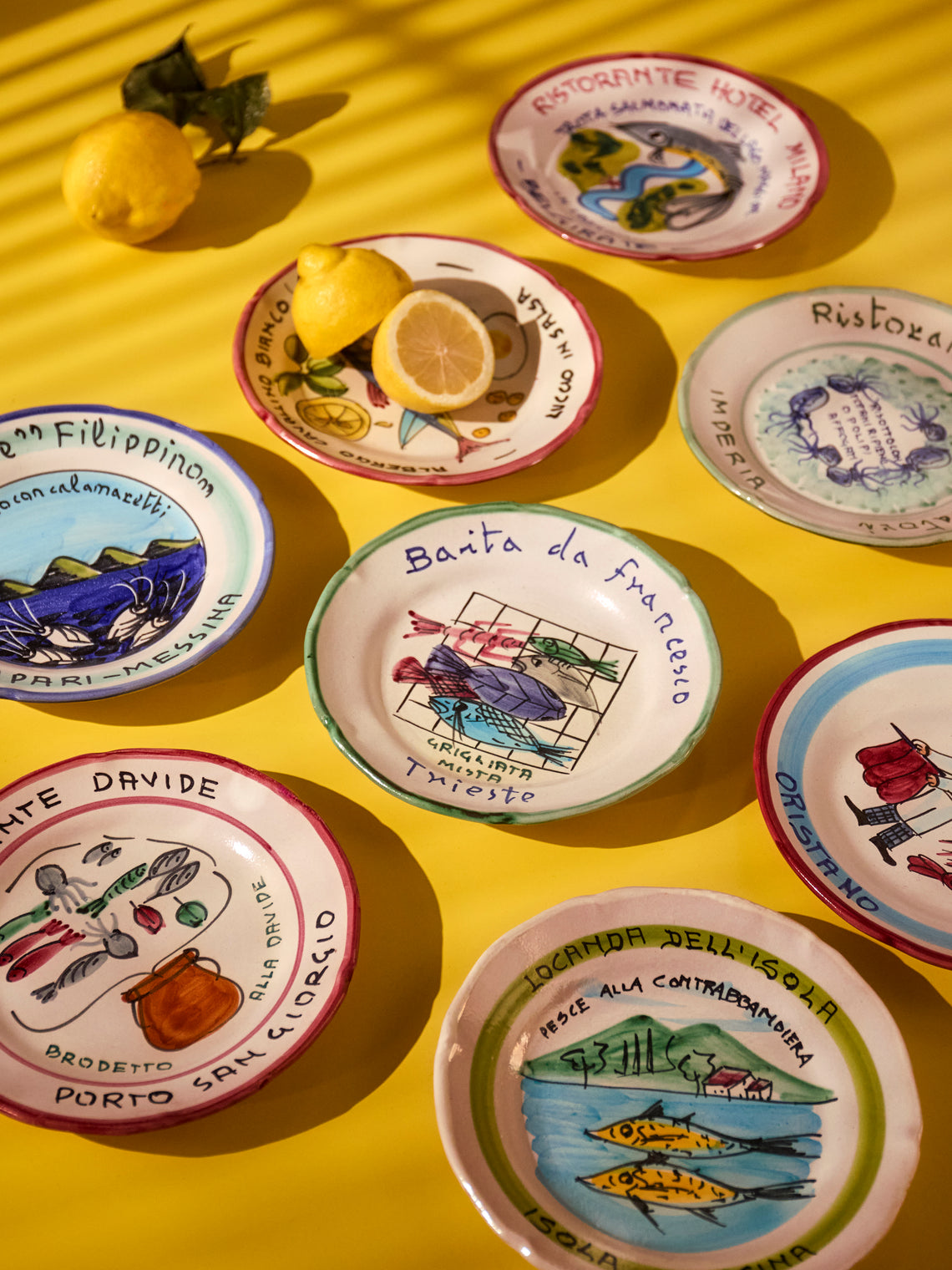 Antique and Vintage - Mid-Century Italian Ceramic Restaurant Plates (Set of 8) -  - ABASK