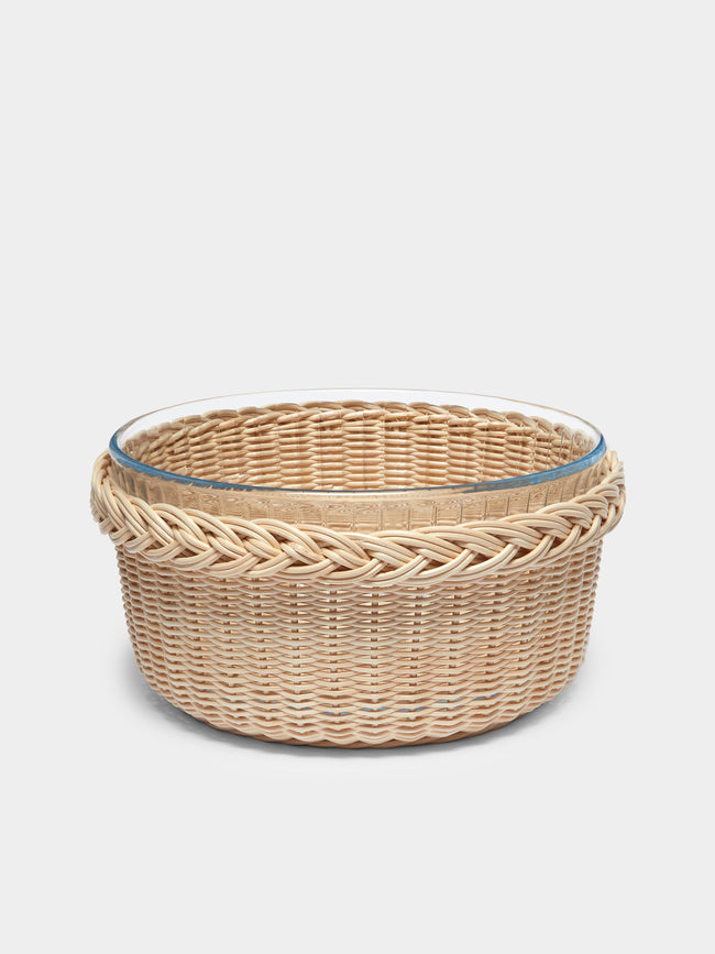 Mila Maurizi - Glicine Handwoven Wicker and Glass Serving Bowl -  - ABASK - 
