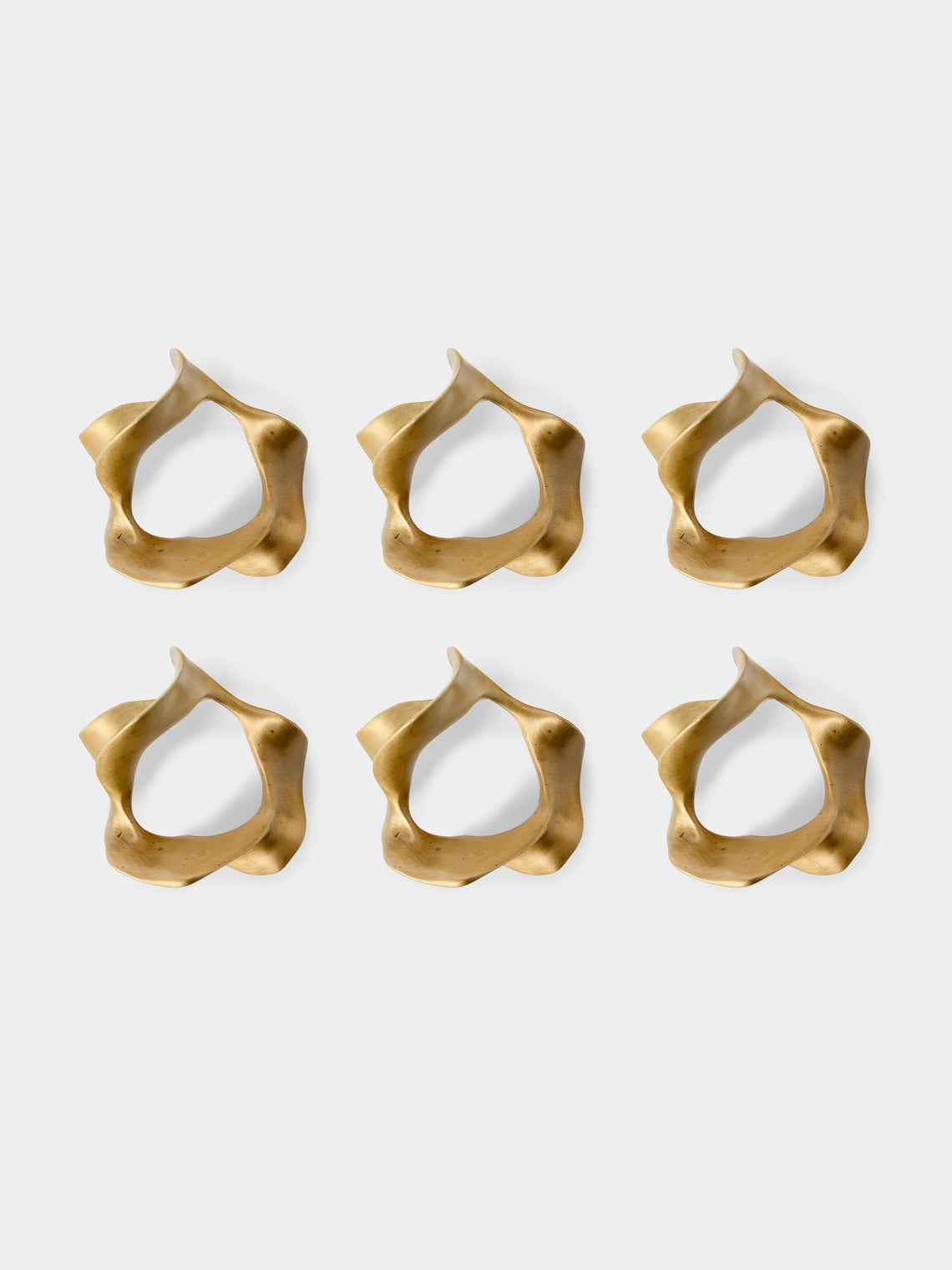 Viya - Saffron Brass Napkin Rings (Set of 6) - Gold - ABASK