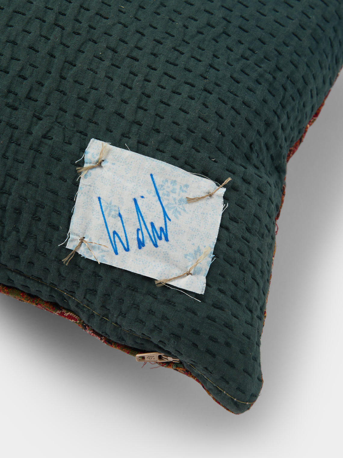 By Walid - 19th-Century Paisley Patchwork Wool and Linen Cushion (20.5in/52cm) - Multiple - ABASK