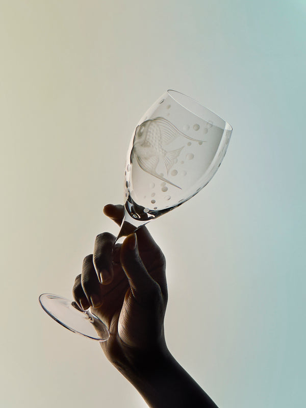Artel - Sea Life Hand-Engraved Crystal Wine Glasses (Set of 6) - Clear - ABASK