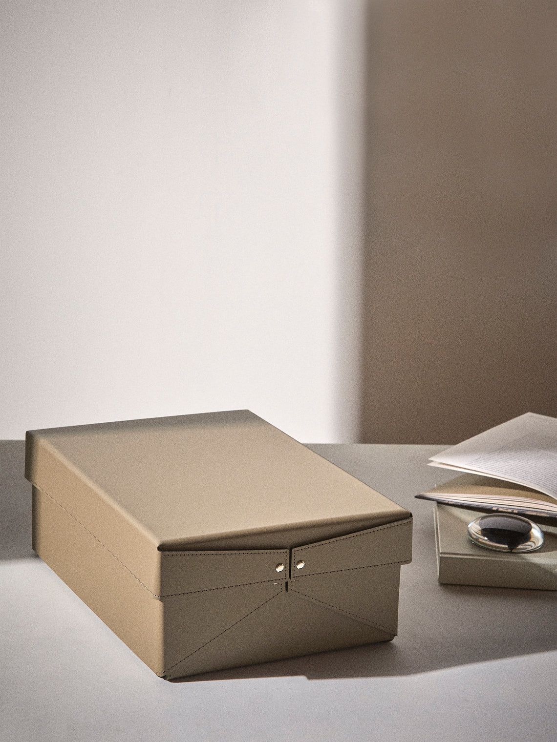 Pinetti - Origami Leather Small Box - Taupe - ABASK