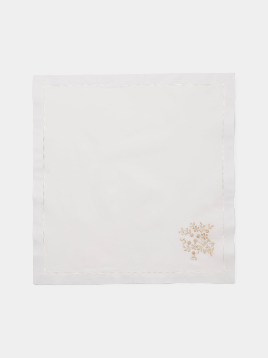 Rolande du Dreuilh Créations - Hand-Embroidered Cotton Napkins (Set of 4) - White - ABASK