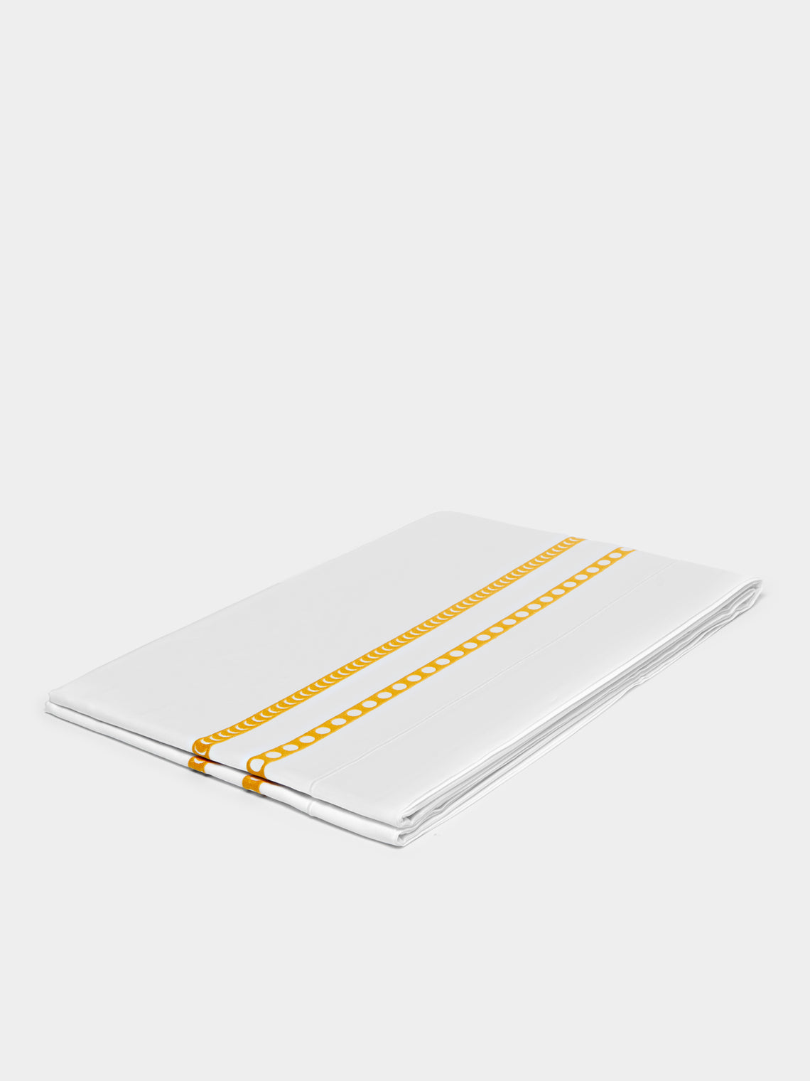 Loretta Caponi - Moon Hand-Embroidered Cotton King-Size Top Sheet - White - ABASK