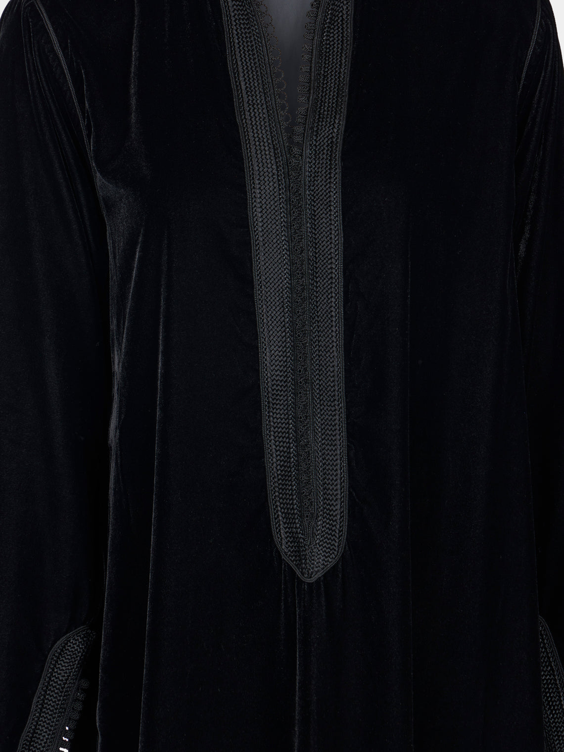 Muzungu Sisters - Alia Hand-Embroidered Velvet Dress | Size: S - Black - ABASK