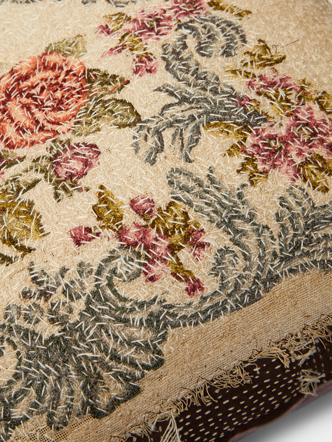 By Walid - 19th-Century Needlepoint Wool Cushion -  - ABASK