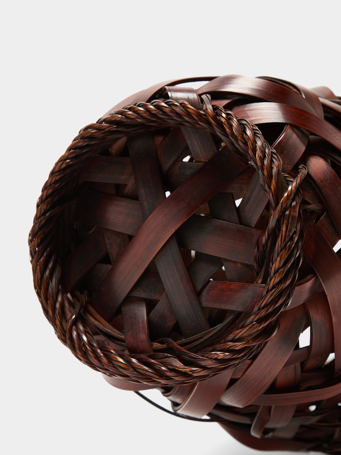 Antique and Vintage - Mid-Century Japanese Bamboo Ikebana Basket - Brown - ABASK