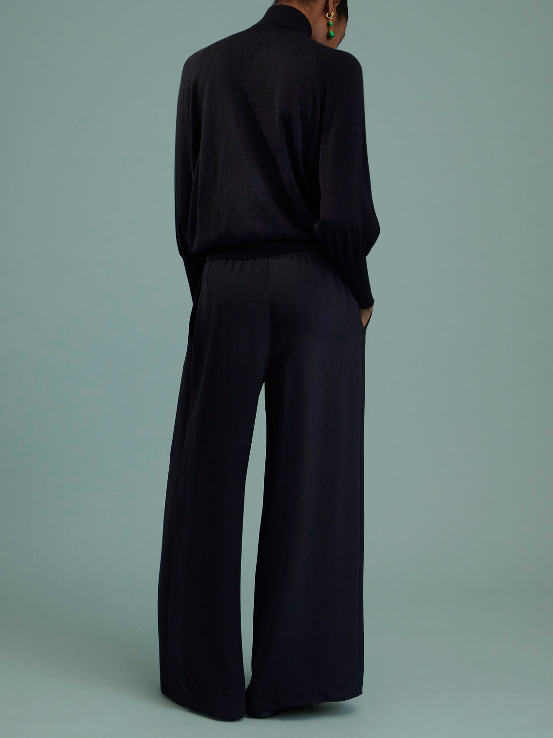 Dusan - Silk Full Trousers - Navy - ABASK